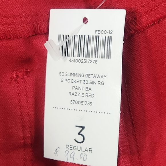 Chico's So Slimming Slim Leg 5 Pocket Red Pants - Picture 15 of 15